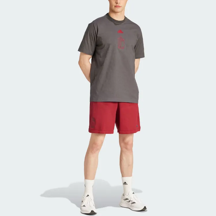Adidas Belgium Travel Shorts Soccer Bottoms Men's Red-4