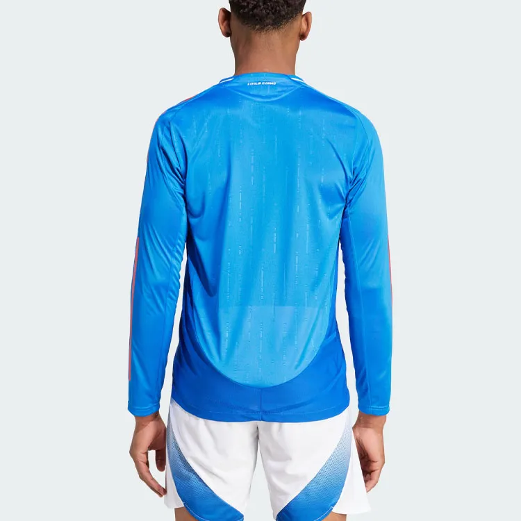 Adidas Italy 24 Long Sleeve Home Authentic Jersey Soccer Jerseys Italy Version Home Men's Blue-4