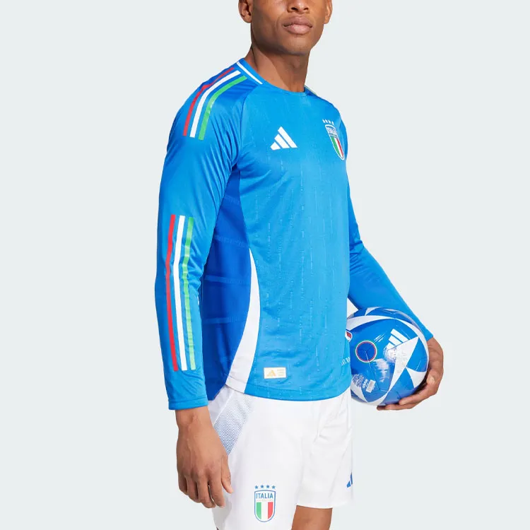 Adidas Italy 24 Long Sleeve Home Authentic Jersey Soccer Jerseys Italy Version Home Men's Blue-3