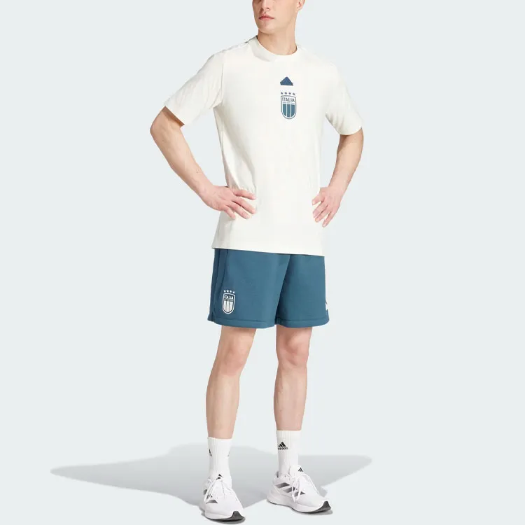 Adidas Italy Travel Shorts Soccer Bottoms Men's Gray Green-4