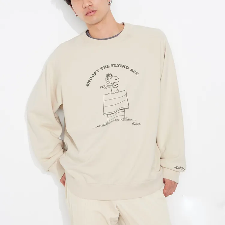 Peanuts X UNIQLO X PEANUTS Co branded Series T Shirts Unisex Light Beige-3