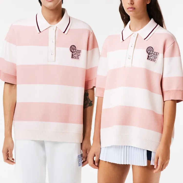LACOSTE X EleVen By Venus Co brand Polo Shirts Unisex White Pink-1