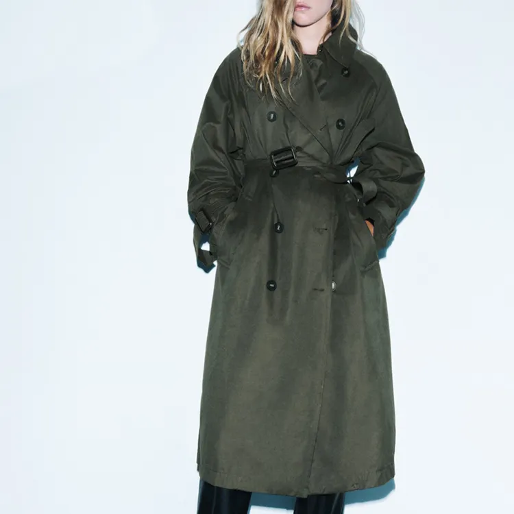 ZARA Trench Coats Women's Khaki-2