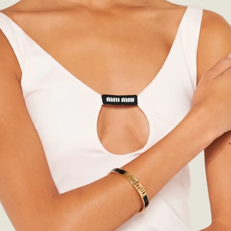 MIU MIU Logo plaque Enamel Bracelet-3