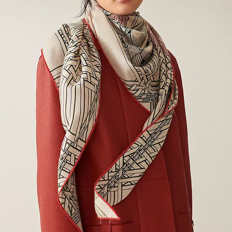 HERMES Masan & Masan Silk Scarves Women's Gray-1