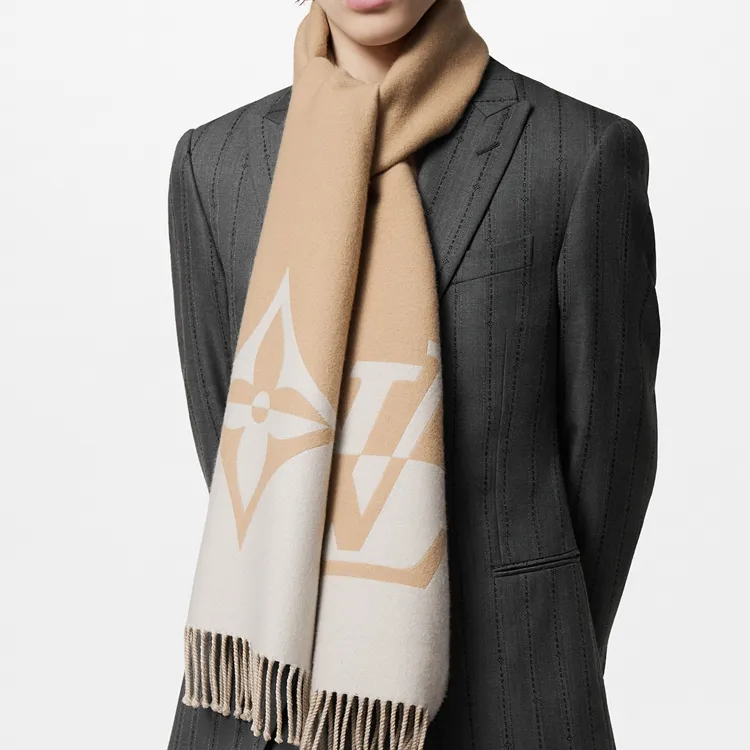 LOUIS VUITTON GRAPHIC DUAL Knit Scarves Men's Umber-4