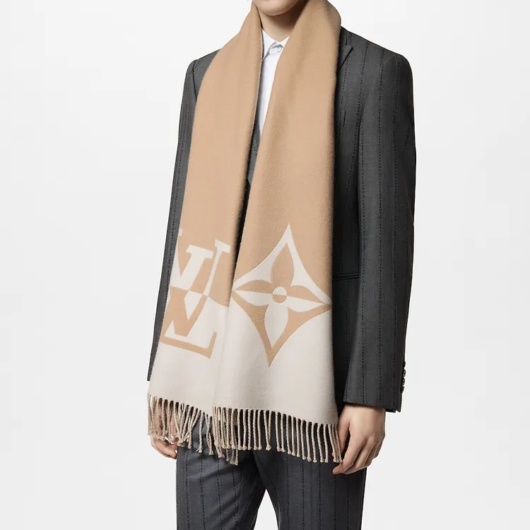 LOUIS VUITTON GRAPHIC DUAL Knit Scarves Men's Umber-3