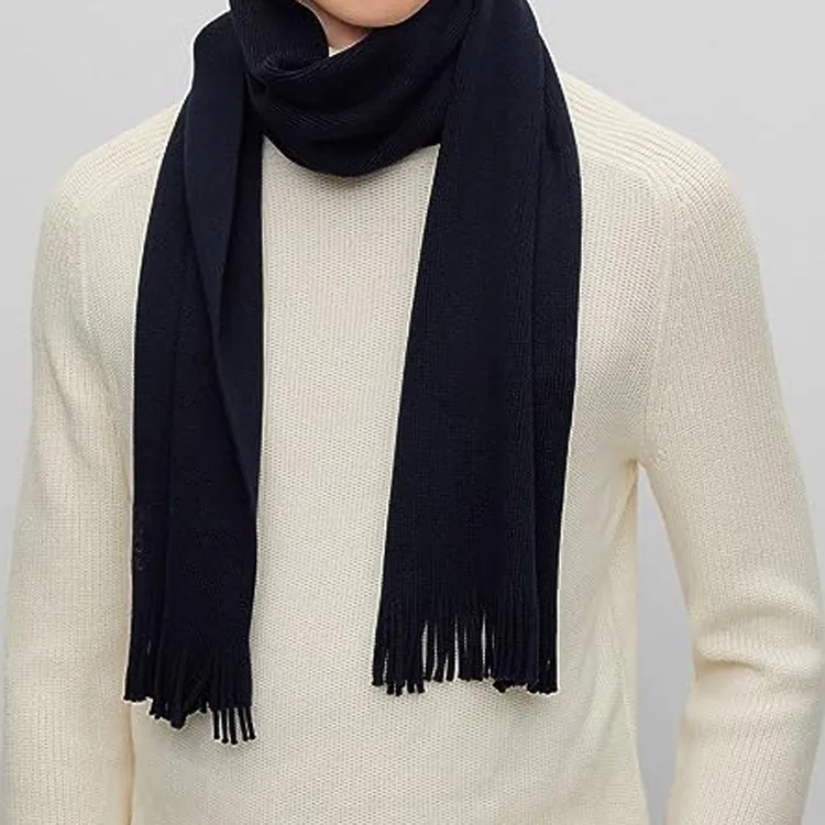HUGO BOSS Knit Scarves Unisex Sea Blue-1