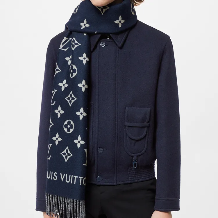 LOUIS VUITTON ALL ABOUT Monogram Knit Scarves Unisex Dark Blue-2
