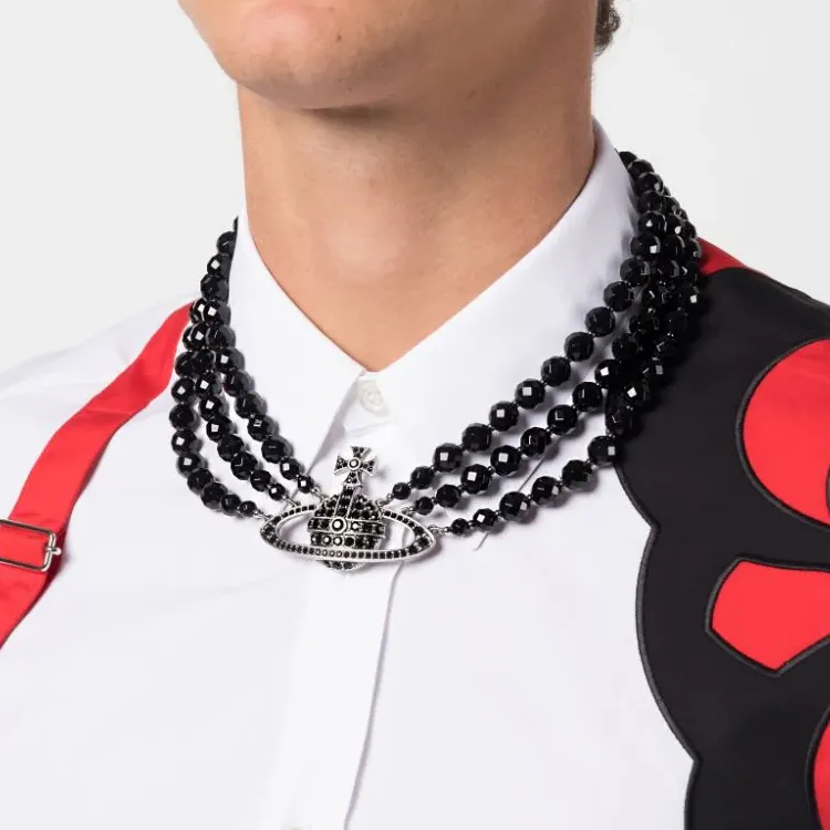Vivienne Westwood Messaline Orb Three-row Chocker-2