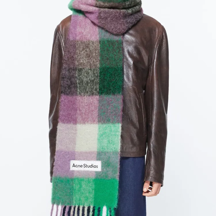 Acne Studios Logo appliqué Checked Scarf-2