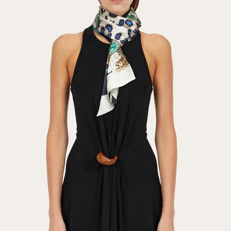 FERRAGAMO Silk Scarves Women's Blue-1