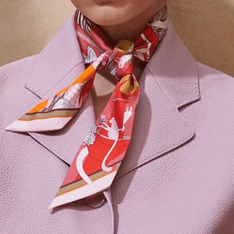 HERMES Mulberry Silk Silk Scarves Women's Red-1