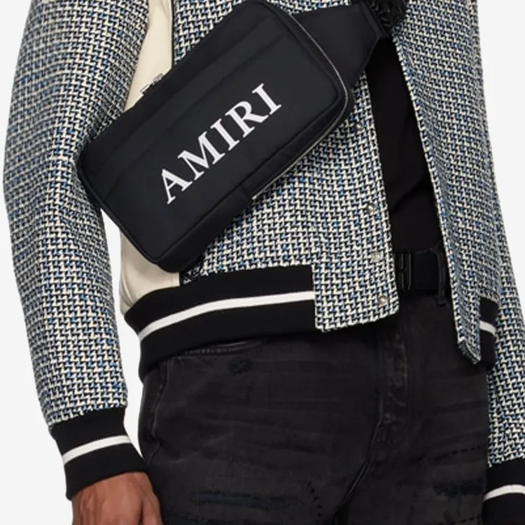 AMIRI Badge Design Leather Belts Men's Black Width  4CM-3