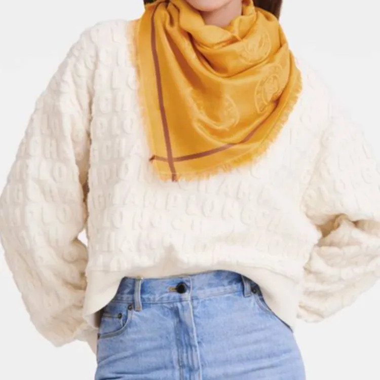 LONGCHAMP Cotton Shawls Women's Apricot-1
