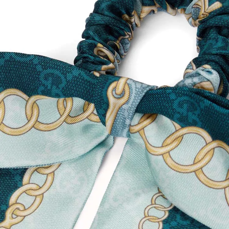 GUCCI Mulberry Silk Hair Ties Women's Blue/Light Blue-1