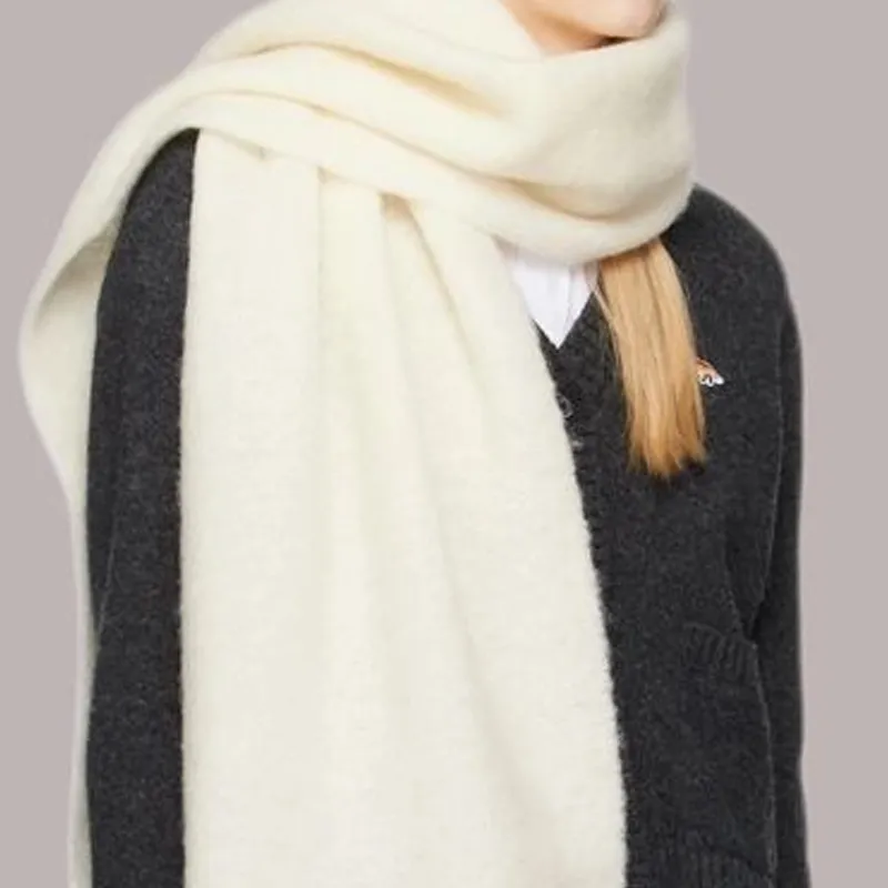 Maison Kitsune Alpaca Blend Knit Scarves Women's Ecru-2