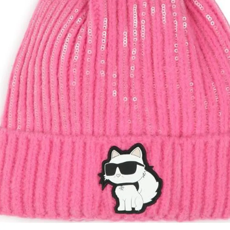 KARL LAGERFELD / Karl Lagerfeld Jeans Sequinned Pompom Beanie-2