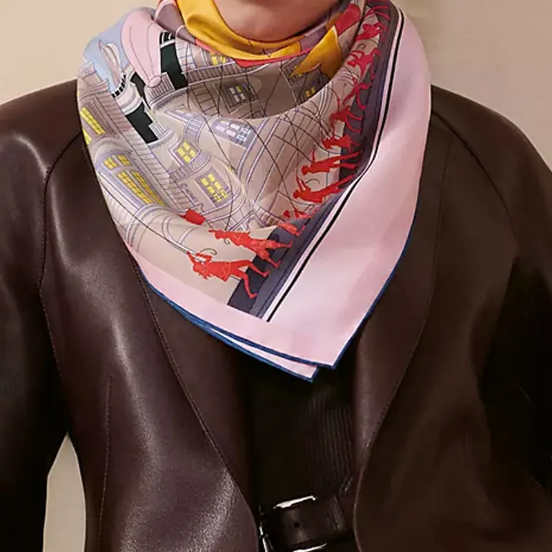 HERMES Silk Silk Scarves Women's Pink-2