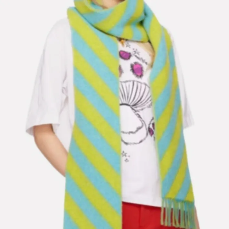 MARNI Wool Knit Scarves Women's Green/Blue-2