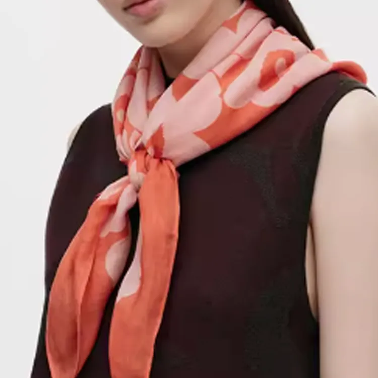 Marimekko Lyocell Silk Scarves Unisex Pink-3