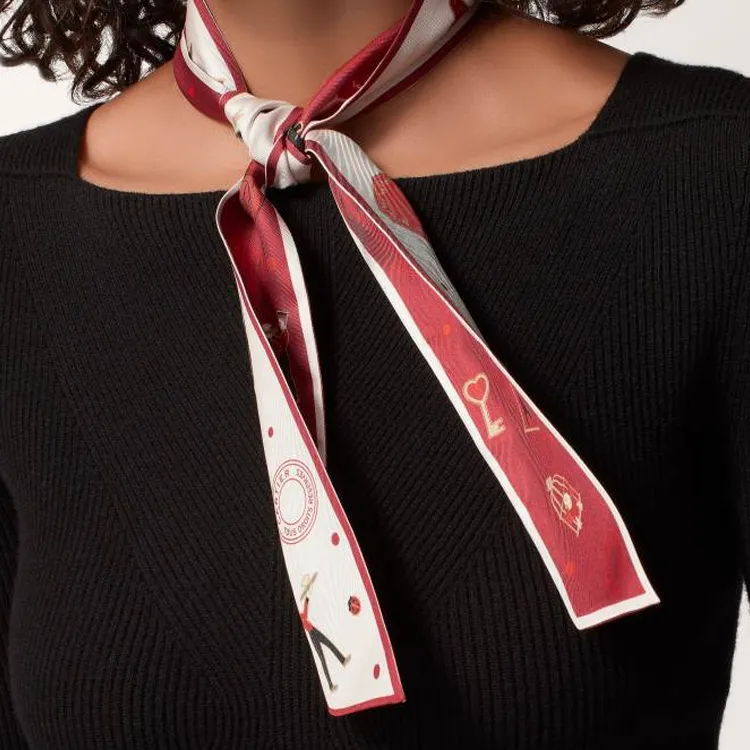 CARTIER Silk Scarves Unisex Burgundy-2