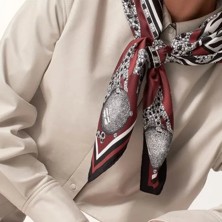 CARTIER Silk Silk Scarves Unisex Burgundy-2