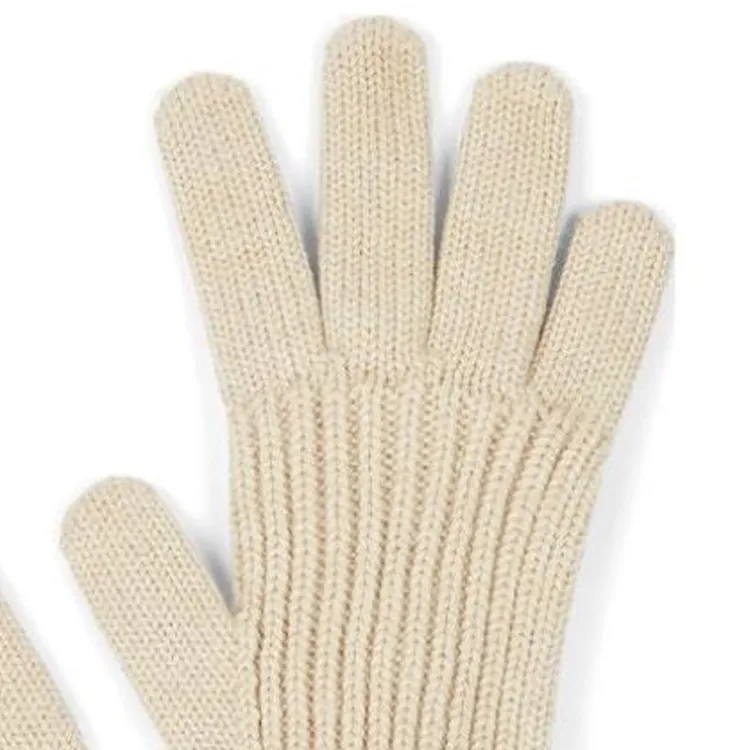 GUCCI Knitted Wool Fabric Knit Gloves Unisex Ivory White-2
