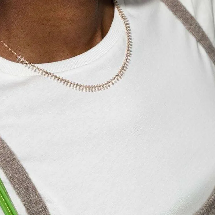 Adina Reyter 14K Yellow Gold Half Riviera Diamond Necklace-2