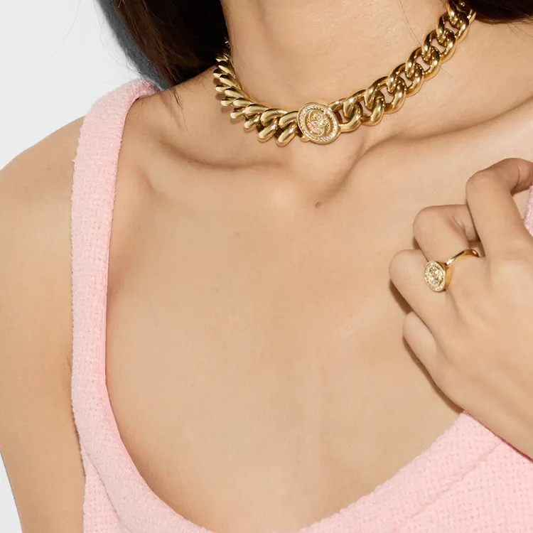 GUCCI Metal Necklaces Women's Light Gold-2