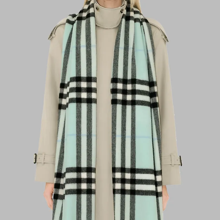 Burberry Cashmere Knit Scarves Women's Mint Green-2