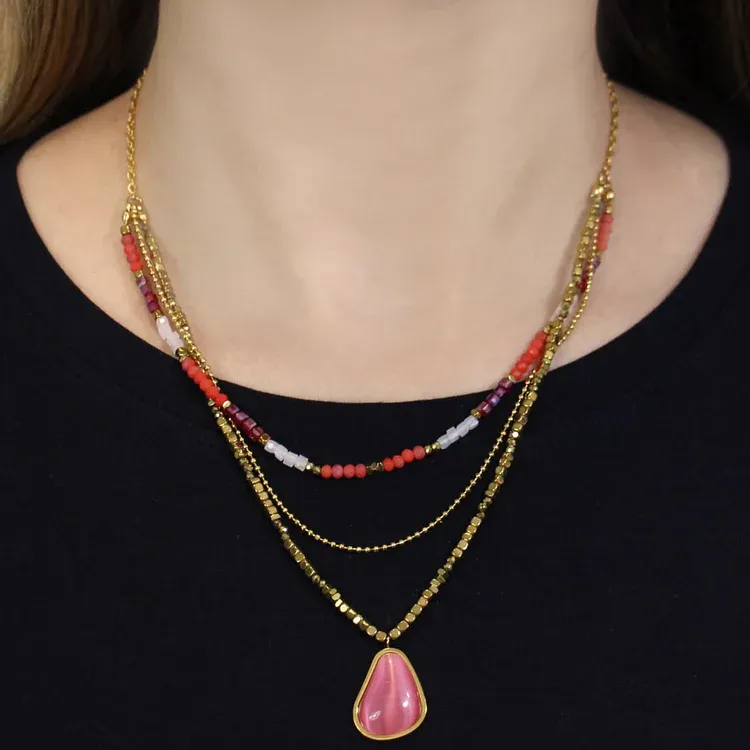 ANARTXY Crystal Necklaces Women's Red/Green-2