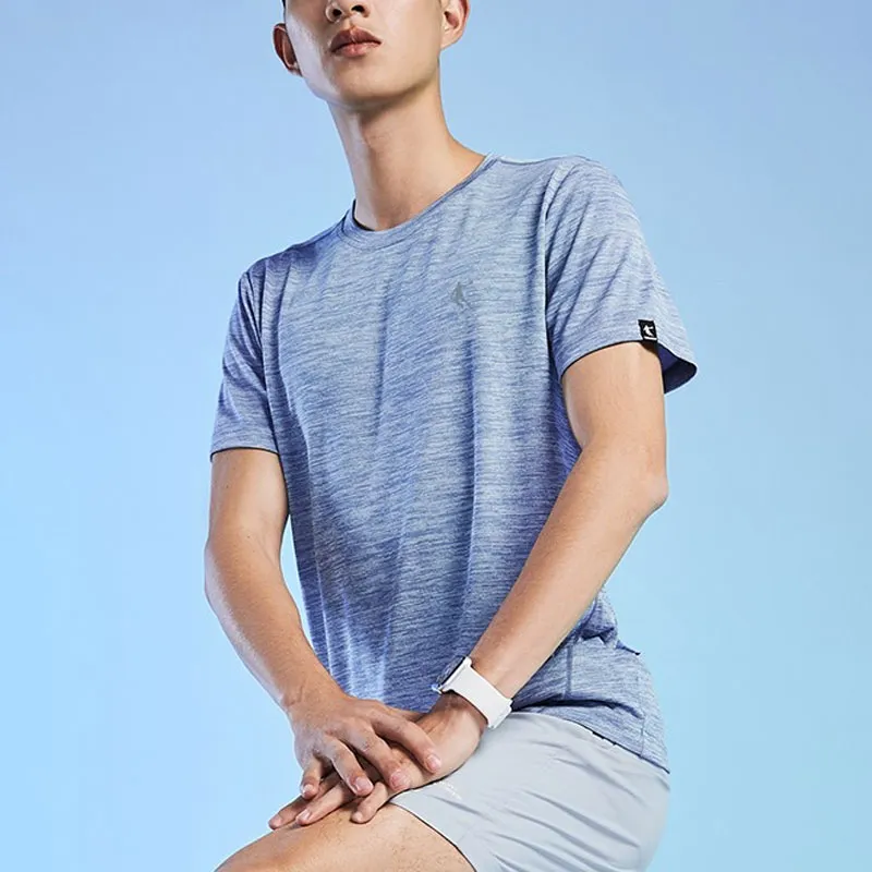 QIAODAN Short Sleeved T Shirts Men's Mineral Blue Heather Gray-2