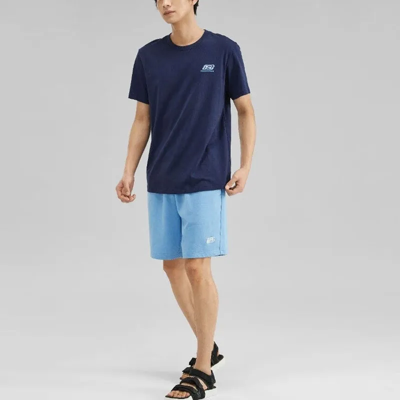 Skechers Drop Shoulder Sleeve T Shirt Unisex Medieval Blue-3