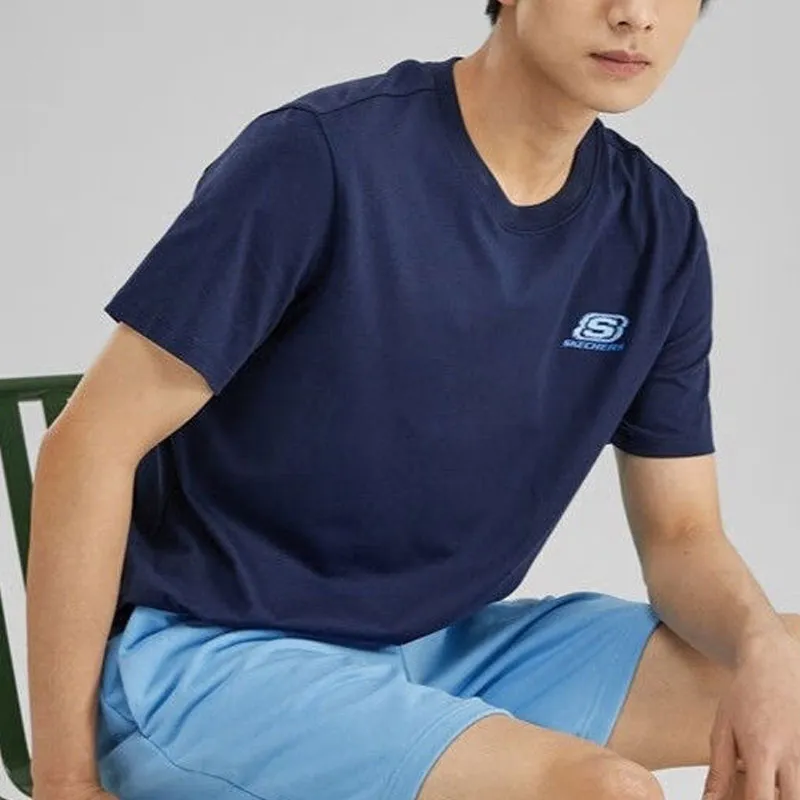 Skechers Drop Shoulder Sleeve T Shirt Unisex Medieval Blue-4