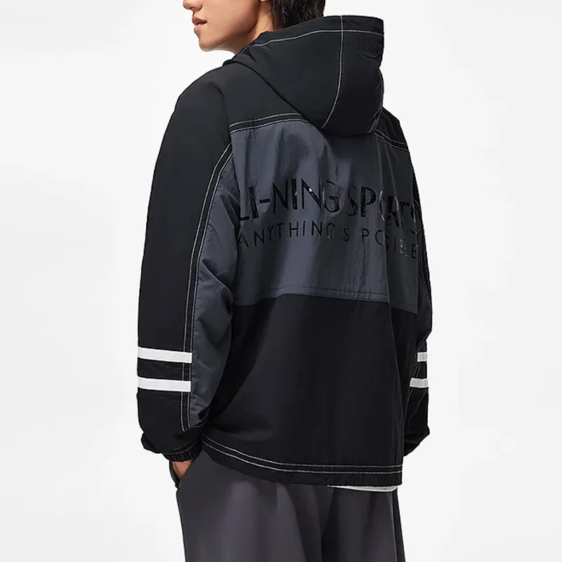 LiNing Sports Trend Series Trench Coat Men's Ebony Black Black-3