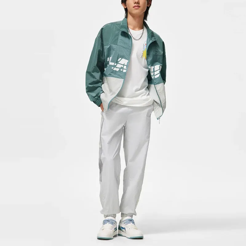LiNing Sports Trend Series Jacket Men's Emerald Green River Stone Gray-2