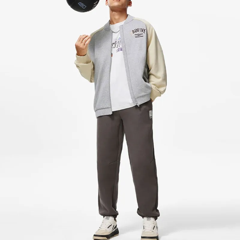 LiNing Badfive Baseball Jacket Men's Floral Gray Dusty Khaki-2