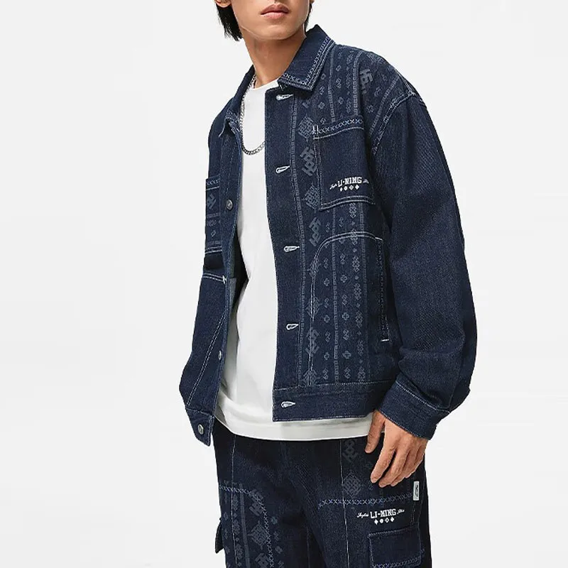 LiNing Sports Life Collection Denim Jacket Men's Denim Blue-3