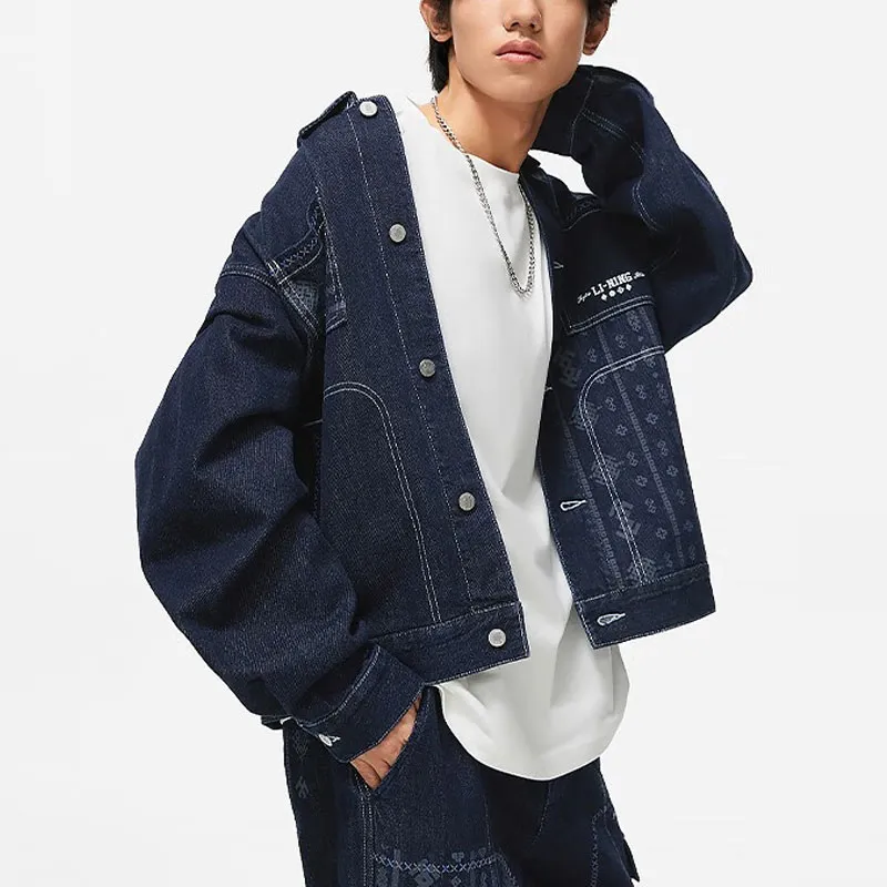 LiNing Sports Life Collection Denim Jacket Men's Denim Blue-2