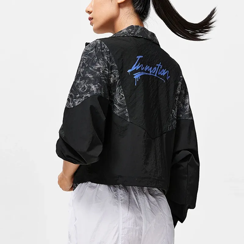 LINING Fitness Series Trench Coats Women's Black All Over Print-3