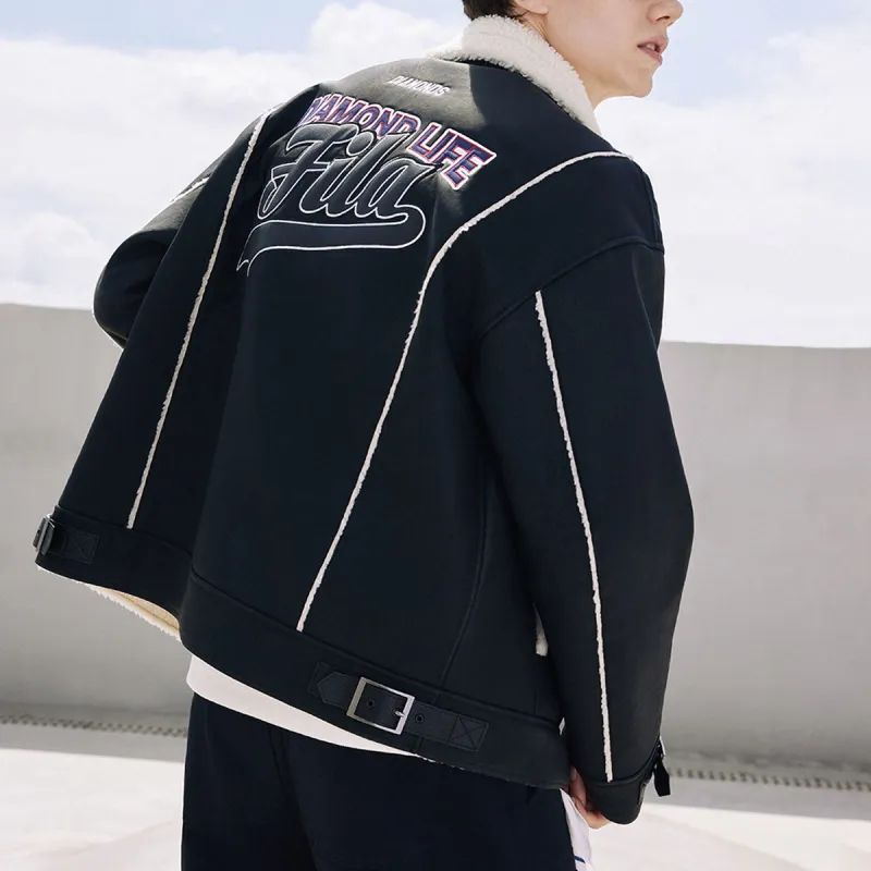 FILA FUSION Leather Jacket Men's Jet Black-4
