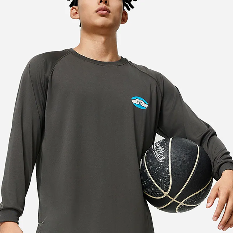 LiNing Raglan Sleeve Long Sleeved T Shirts Men's Obsidian Gray-3