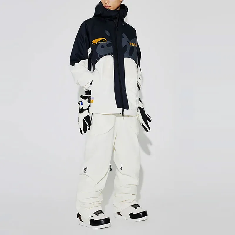 LiNing Ski Pants Unisex Ecru Black-1
