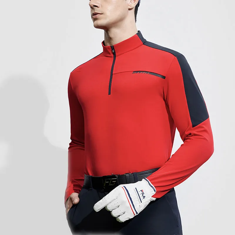 FILA Golf Series Regular T Shirt Men's Fluorescent Flame Red-4