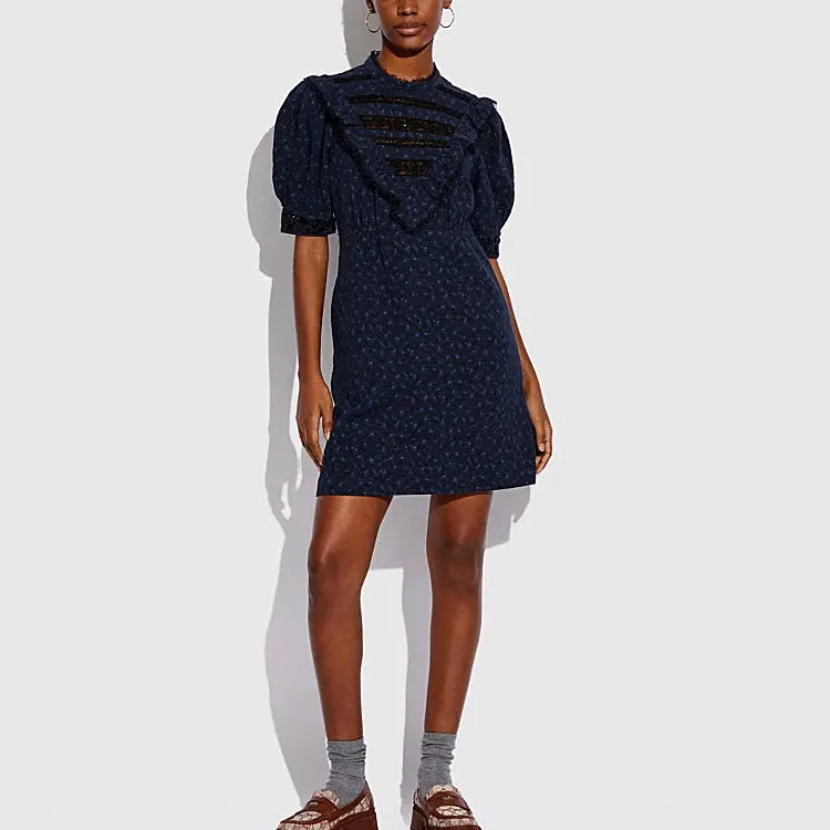 COACH Short Sleeved Dresses Women's Dark Blue-1