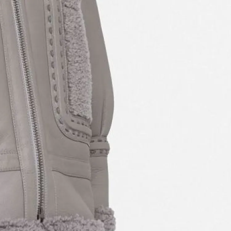 FENDI Leather Jackets Women's Gray-4