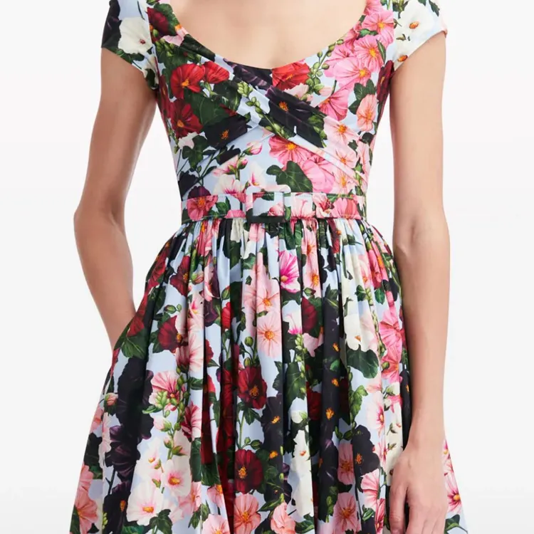 Oscar De La Renta Hollyhocks Scoop neck Dress-2