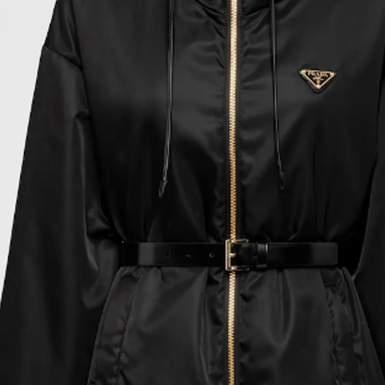 PRADA Re Nylon Belted Hooded Jacket-5
