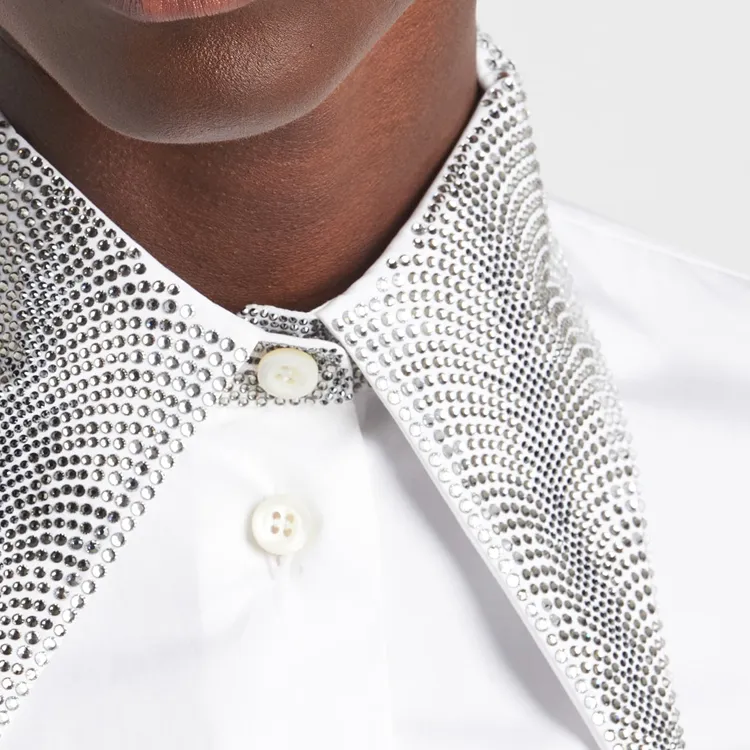 PRADA Rhinestone embellished Cotton Shirt-4